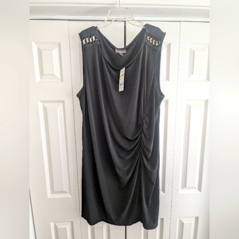Dana Buchman Black Sleeveless Dress with Studded Shoulders